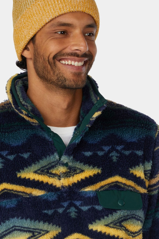 Ayacucho Mens Colorado High Loft Snap Fleece Navy/Pine Grove Print