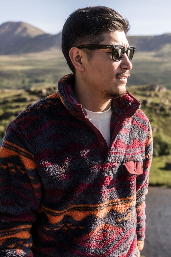 Ayacucho Mens Colorado High Loft Snap Fleece Andesite/Oxblood