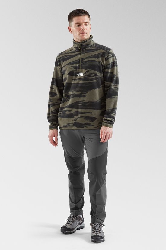 The North Face Mens Glacier Quater Zip Embroidered Logo Fleece  New Taupe Green/Tnf Bla
