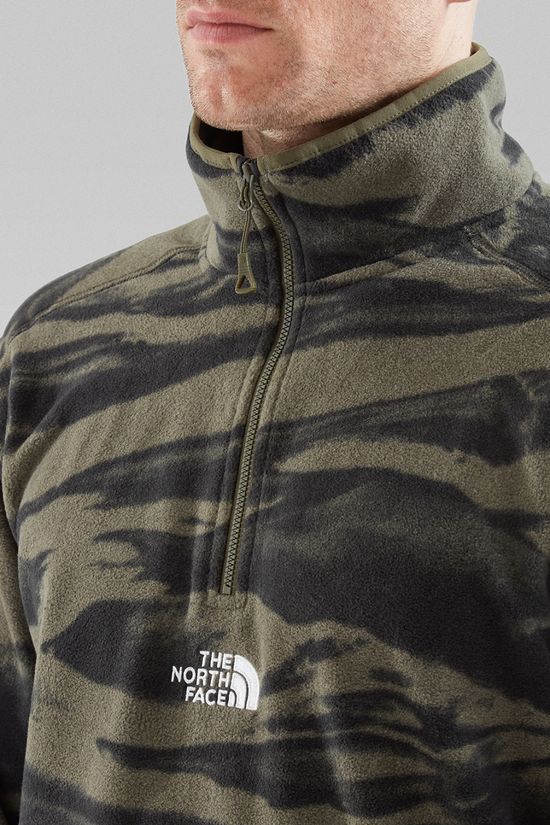 The North Face Mens Glacier Quater Zip Embroidered Logo Fleece  New Taupe Green/Tnf Bla