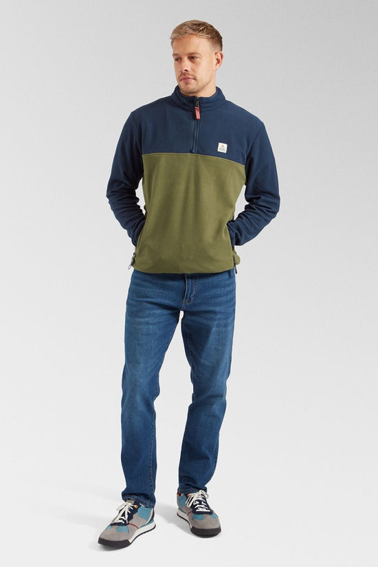 Passenger Mens Set Off Recycled Polar Quarter Zip Fleece Rich Navy/Khaki