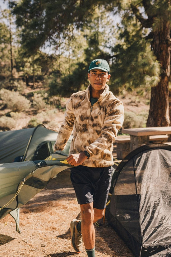 Ayacucho Mens Flynn Printed Half Zip Fleece Kelp Print