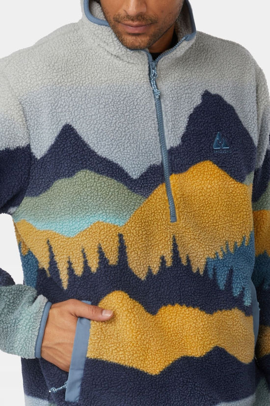 Ayacucho Mens Thirlmere Half Zip Sherpa Fleece Pine Grove