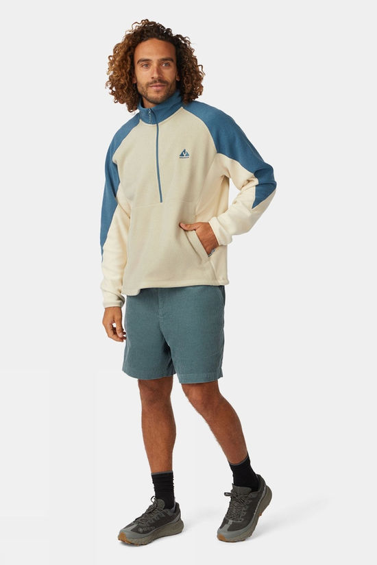 Ayacucho Mens Vlieland Half Zip Fleece Indian Teal/Moss Gray/Turtledove