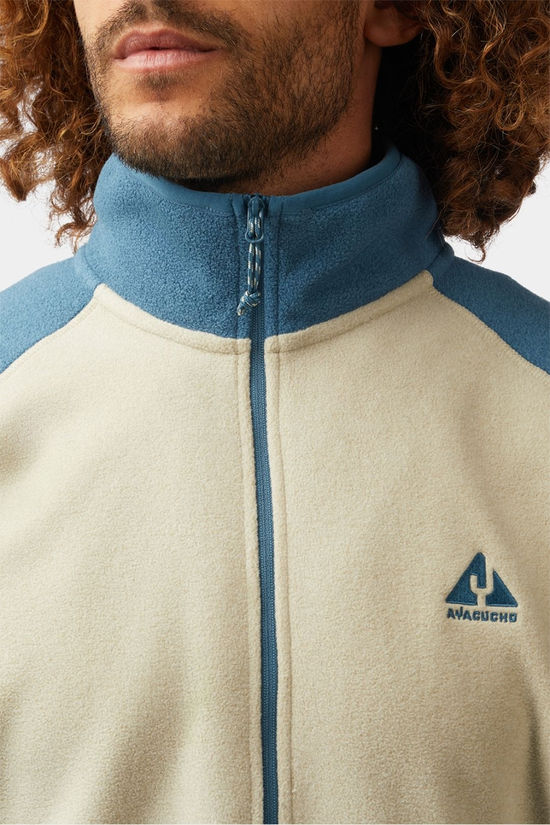 Ayacucho Mens Vlieland Half Zip Fleece Indian Teal/Moss Gray/Turtledove