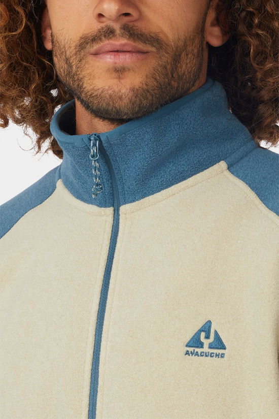 Ayacucho Mens Vlieland Half Zip Fleece Indian Teal/Moss Gray/Turtledove