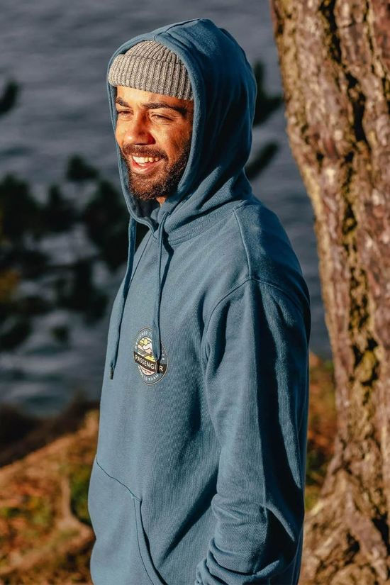 Passenger Mens Odyssey Recycled Cotton Hoodie Blue Steel