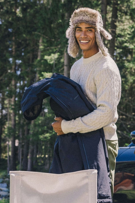 Ayacucho Mens Vagur Cable Jumper Shearer Melange