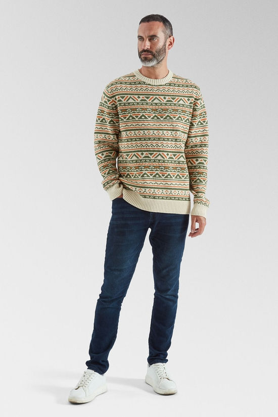 Passenger Mens Stoked Knitted Jumper Oatmeal Multi