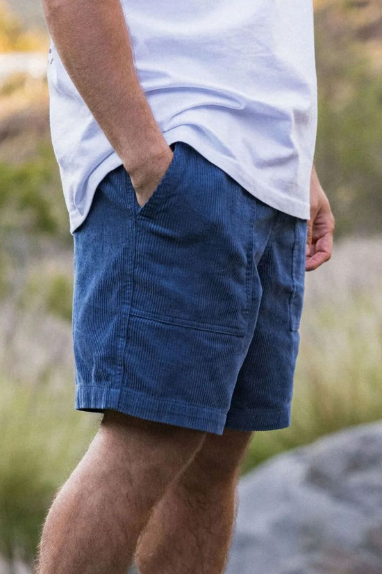Passenger Mens Shack Cord Shorts Dark Denim