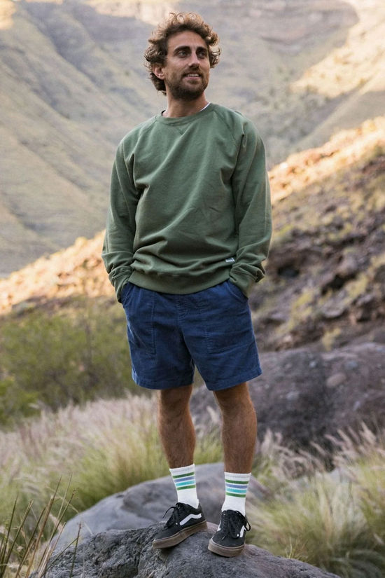 Passenger Mens Shack Cord Shorts Dark Denim