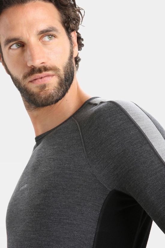 Icebreaker Mens Zoneknit 260 Long Sleeve Top Jet Hthr/Blk/Metro H/Cb