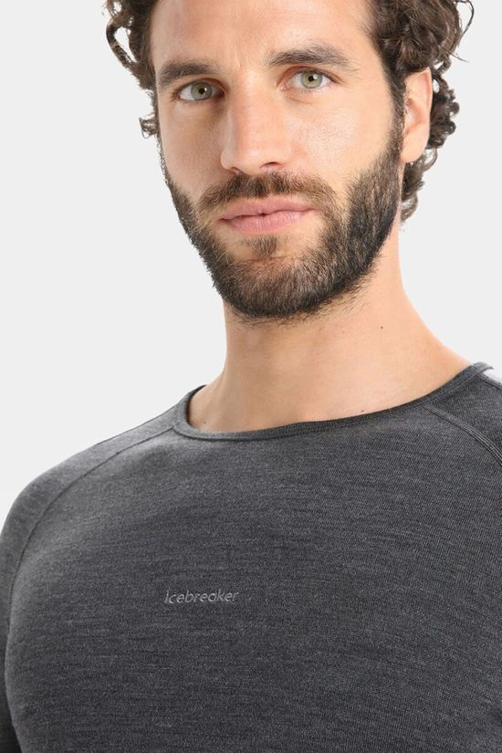Icebreaker Mens Zoneknit 260 Long Sleeve Top Jet Hthr/Blk/Metro H/Cb