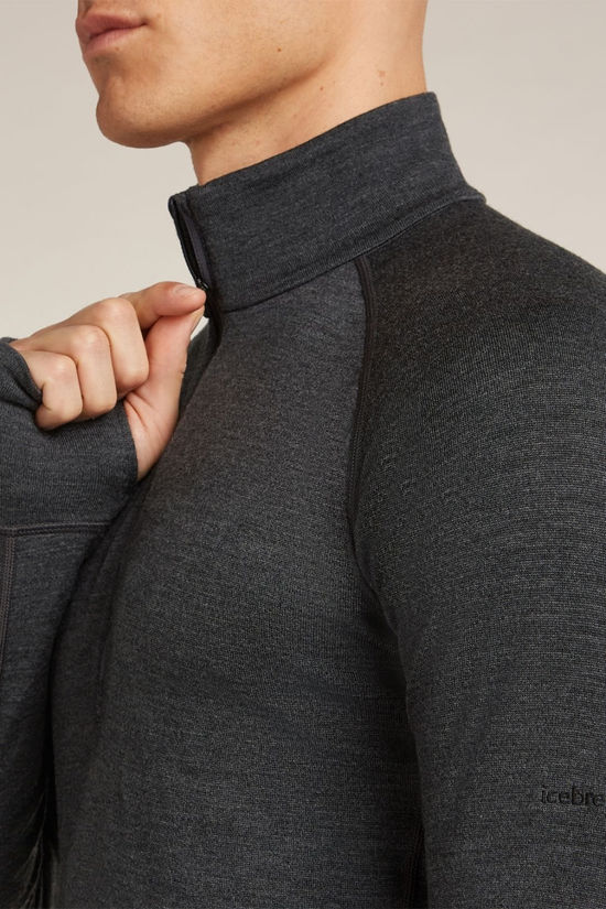 Icebreaker Mens Merino 260 Zoneknit Long Sleeve Half Zip Base Layer Top Jet Hthr-011