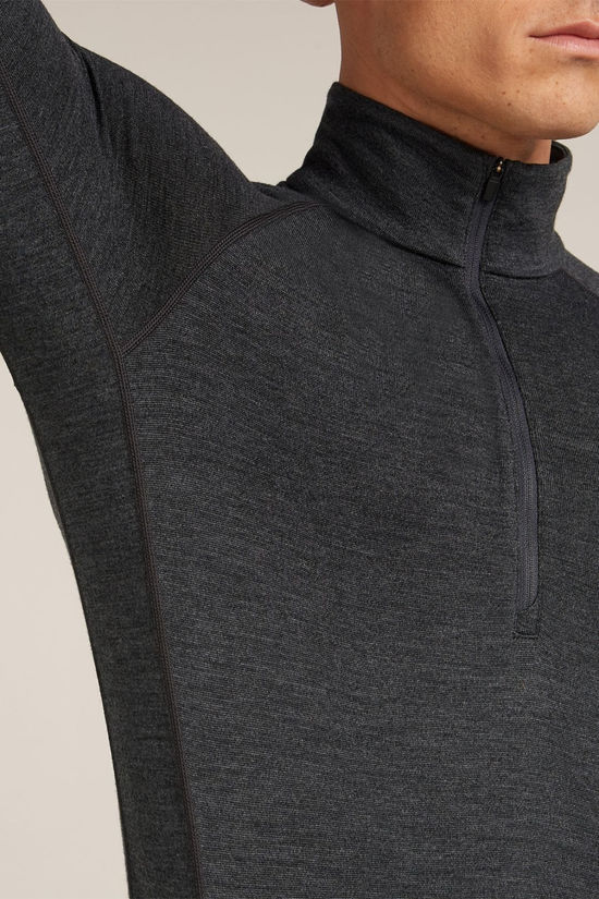 Icebreaker Mens Merino 260 Zoneknit Long Sleeve Half Zip Base Layer Top Jet Hthr-011
