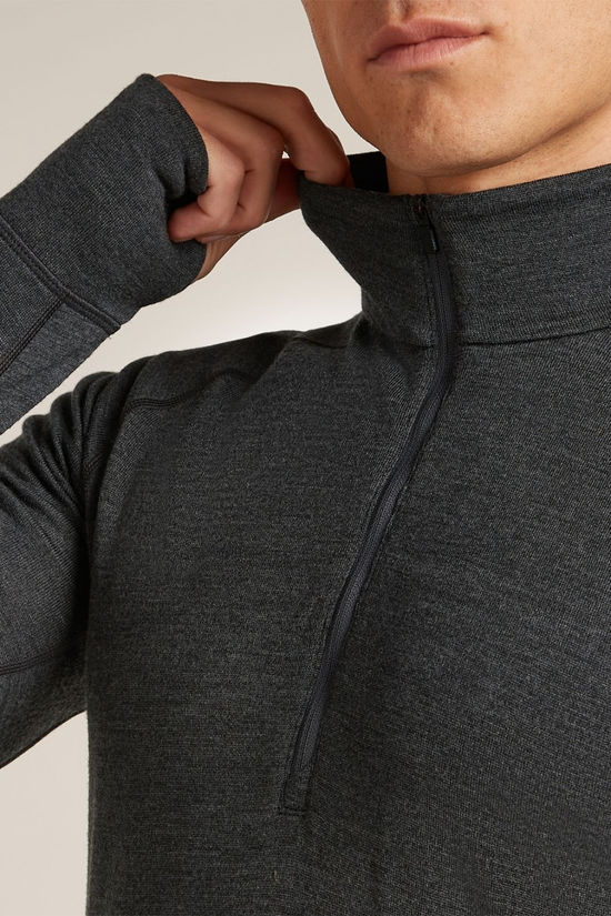 Icebreaker Mens Merino 260 Zoneknit Long Sleeve Half Zip Base Layer Top Jet Hthr-011