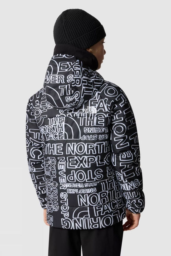 The North Face Boys Reversible Perrito Jacket 14+ Tnf Black Tnf Marker Logo Print-Tnf Black