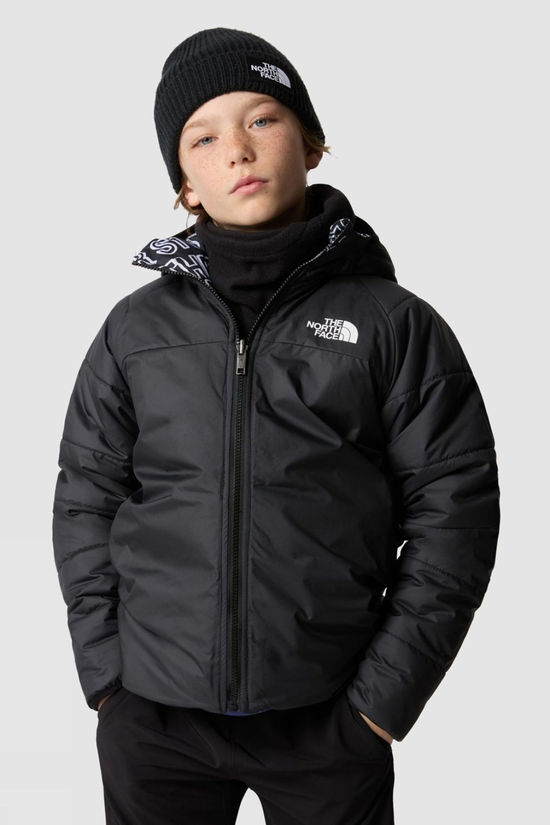 The North Face Boys Reversible Perrito Jacket 14+ Tnf Black Tnf Marker Logo Print-Tnf Black