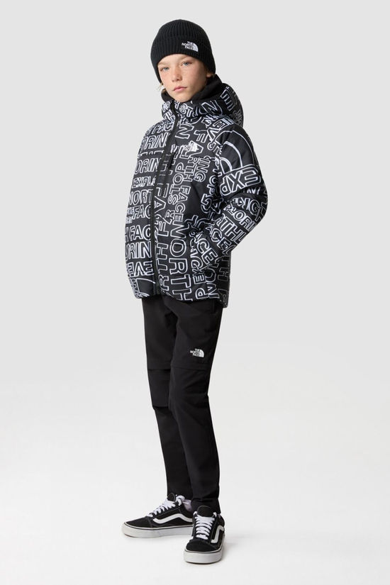 The North Face Boys Reversible Perrito Jacket 14+ Tnf Black Tnf Marker Logo Print-Tnf Black