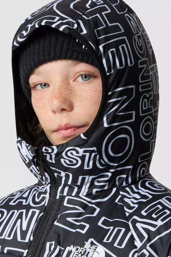 The North Face Boys Reversible Perrito Jacket 14+ Tnf Black Tnf Marker Logo Print-Tnf Black