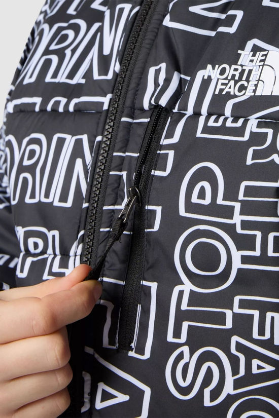 The North Face Boys Reversible Perrito Jacket 14+ Tnf Black Tnf Marker Logo Print-Tnf Black