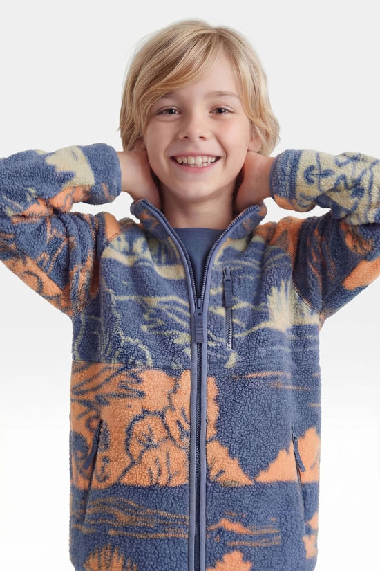 Ayacucho Kids Funny Full Zip Fleece Moss Gray Print