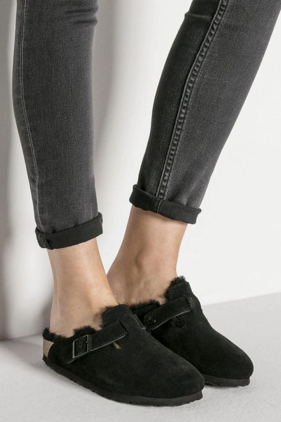 Birkenstock Mens Boston Shearling Clogs  Black
