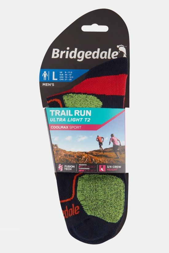 Bridgedale Mens Ultra Light T2 Coolmax Sport 3/4 Crew Socks Navy