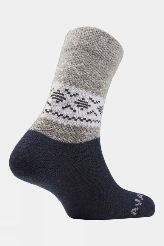 Ayacucho Unisex Light Block Patterned Crew Wool Socks Navy-Grey