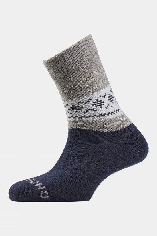 Ayacucho Unisex Light Block Patterned Crew Wool Socks Navy-Grey