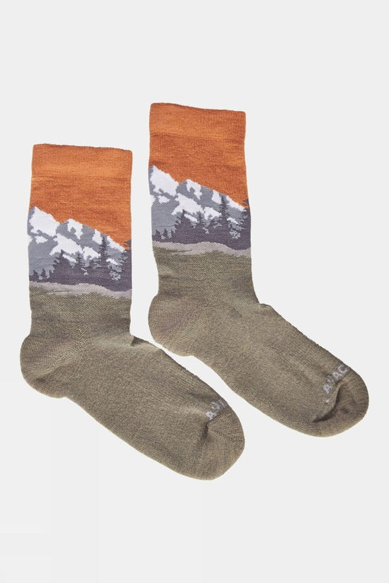 Ayacucho Unisex Bjerg Crew Socks Cognac / Oliva