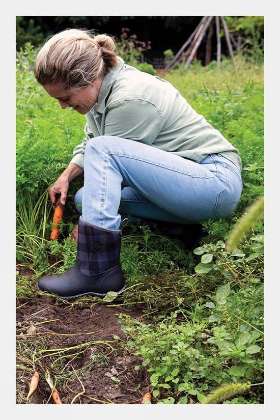 Muck Boot Womens Muckster II Mid Wellington Boots Black/Grey Plaid