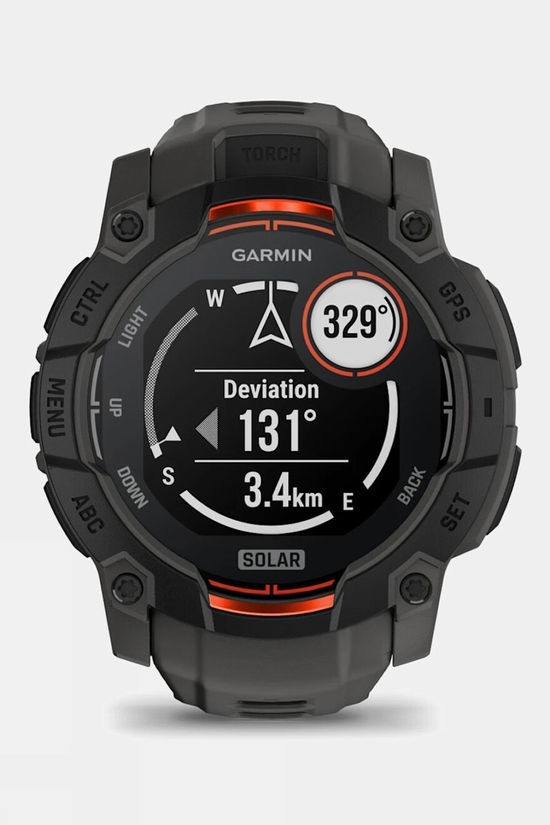 Garmin Instinct 3 Solar 50mm GPS Smartwatch Black Bezel With Charcoal Band
