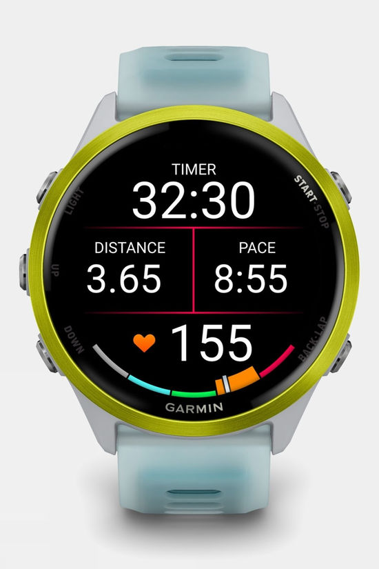 Garmin Forerunner 570 47mm GPS Smartwatch Amp Yellow Aluminium With Translucent Whitestone/Turquoise Band