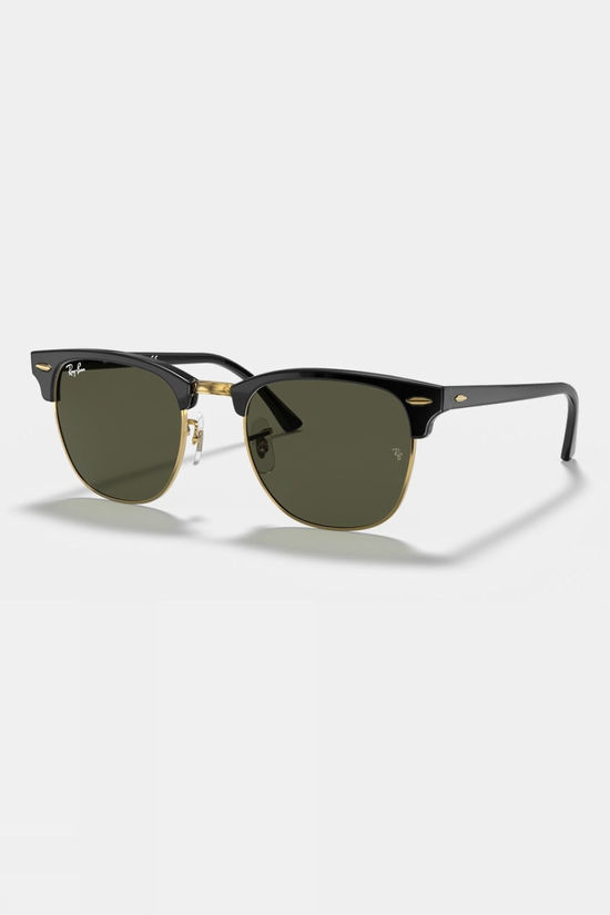 Ray-Ban Clubmaster Classic Sunglasses Polished Black On Gold - G-15 Green