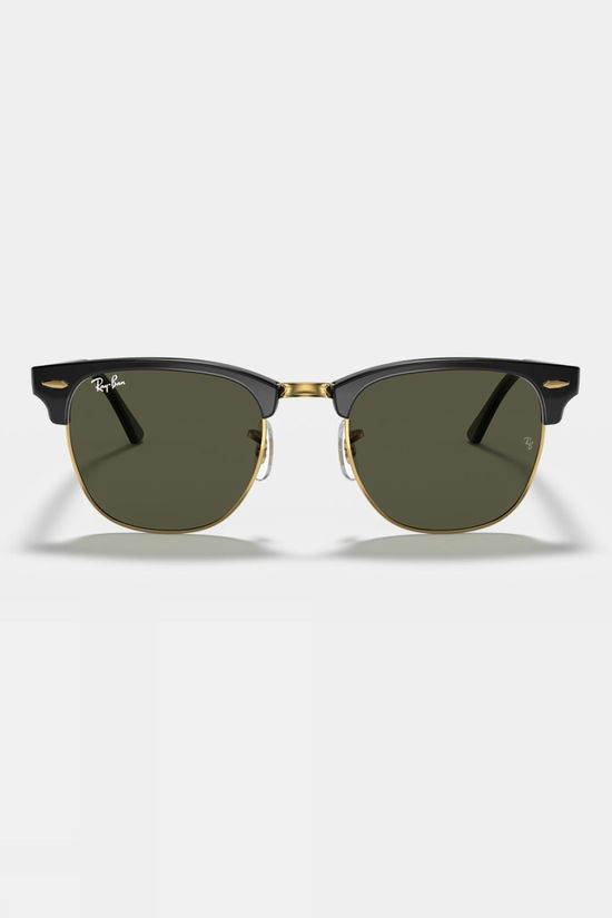 Ray-Ban Clubmaster Classic Sunglasses Polished Black On Gold - G-15 Green