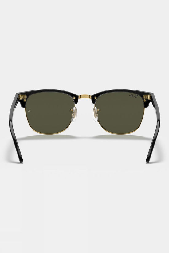 Ray-Ban Clubmaster Classic Sunglasses Polished Black On Gold - G-15 Green