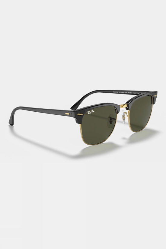 Ray-Ban Clubmaster Classic Sunglasses Polished Black On Gold - G-15 Green