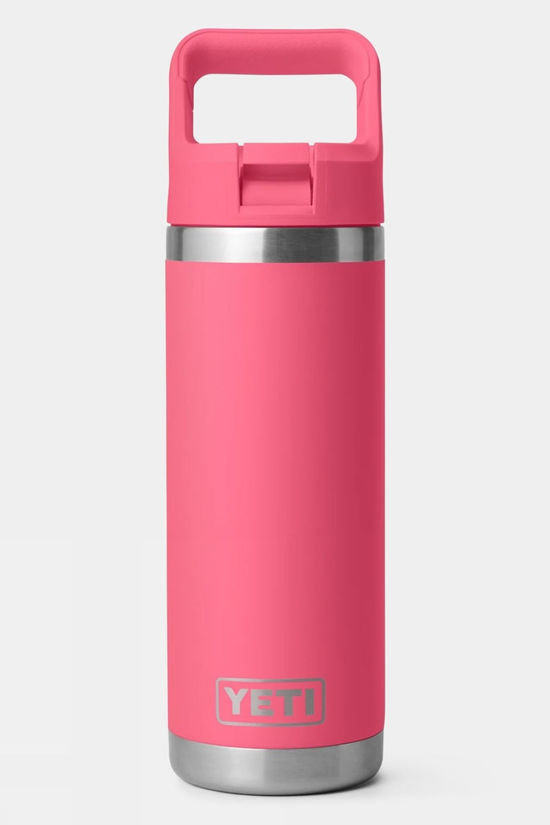 Yeti Rambler With Colour Straw Cap Drinks Bottle - 18oz / 532ml Tropical Pink