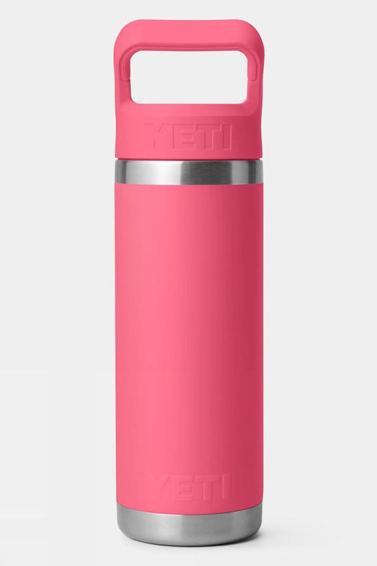 Yeti Rambler With Colour Straw Cap Drinks Bottle - 18oz / 532ml Tropical Pink