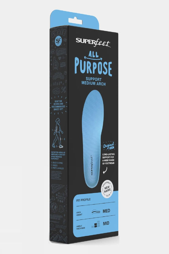 Superfeet All Purpose Support Medium Arch Insoles Blue