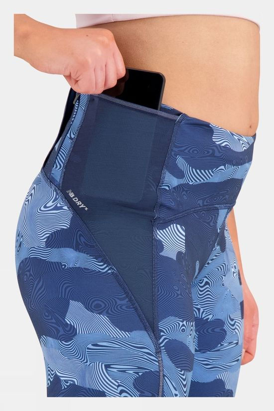 New Balance Womens Printed Impact Run Tights Dark Blue/Light Grey