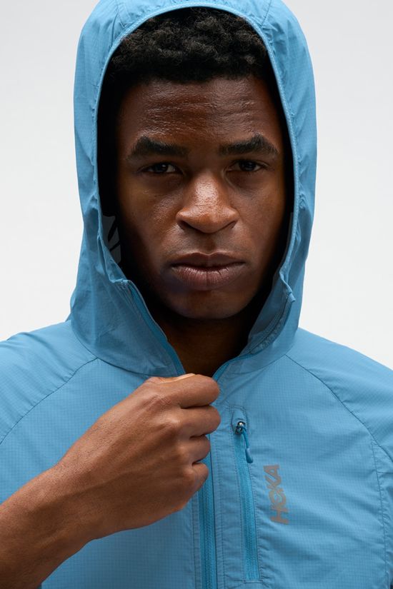 Hoka Mens Skyflow Wind Jacket  Night Glow Blue