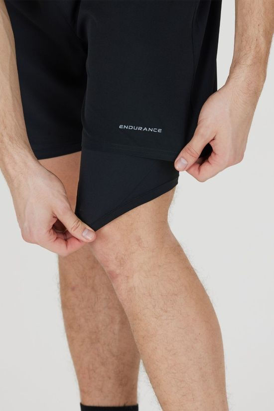 Endurance Mens Kros 2-In-1 Running Shorts Black