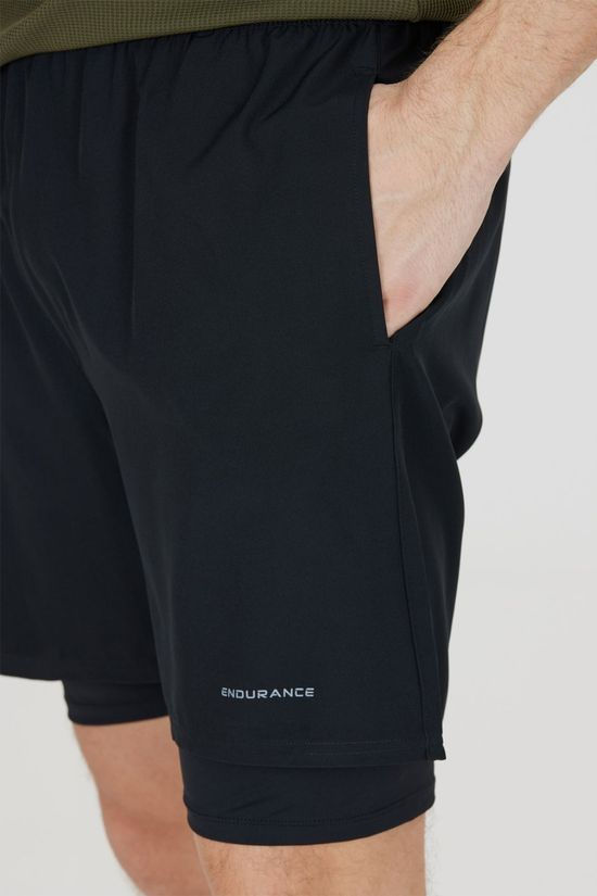 Endurance Mens Kros 2-In-1 Running Shorts Black