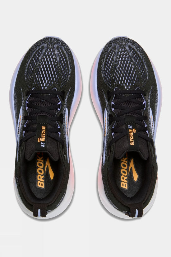 Brooks Womens Glycerin 22 Shoes Black/Blue Heron/Orange