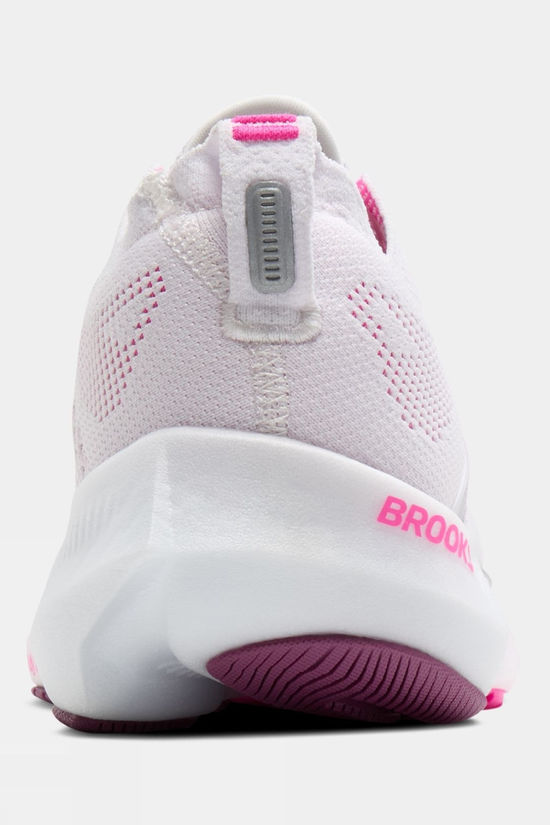 Brooks Womens Glycerin Flex Shoes White/Cyber Pink/Argyle