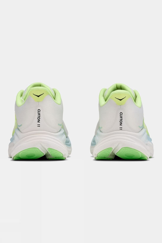 Hoka Womens Clifton 11 Shoes - Wide Frost / Neon Yuzu
