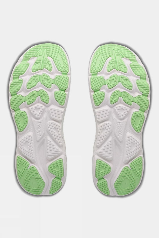 Hoka Womens Clifton 11 Shoes - Wide Frost / Neon Yuzu