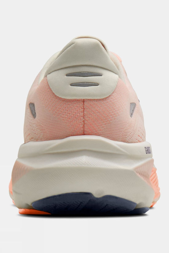 Brooks Womens Ghost 18 Shoes - Wide Star White/Cyber Peach/Grey